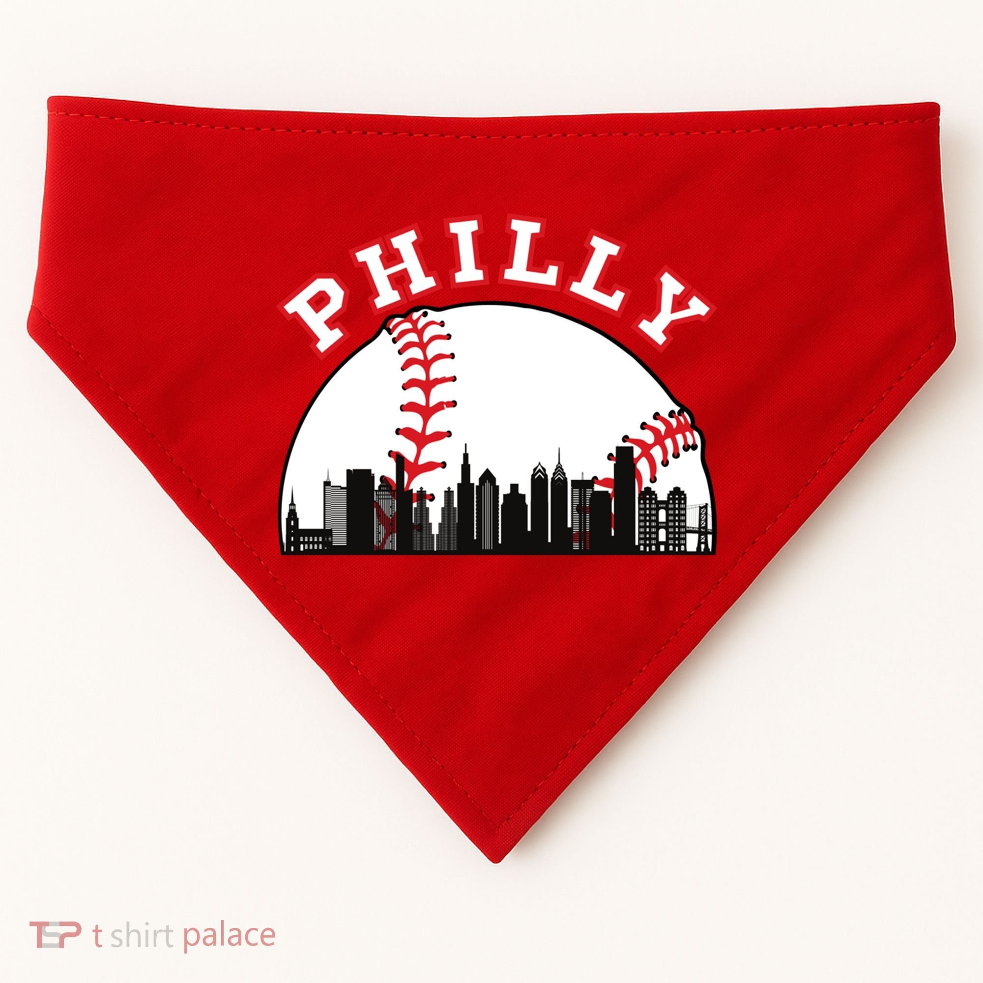 Philly Baseball Shirt Philadelphia Baseball PA Cityscape Skyline USA-Made Doggie Bandana