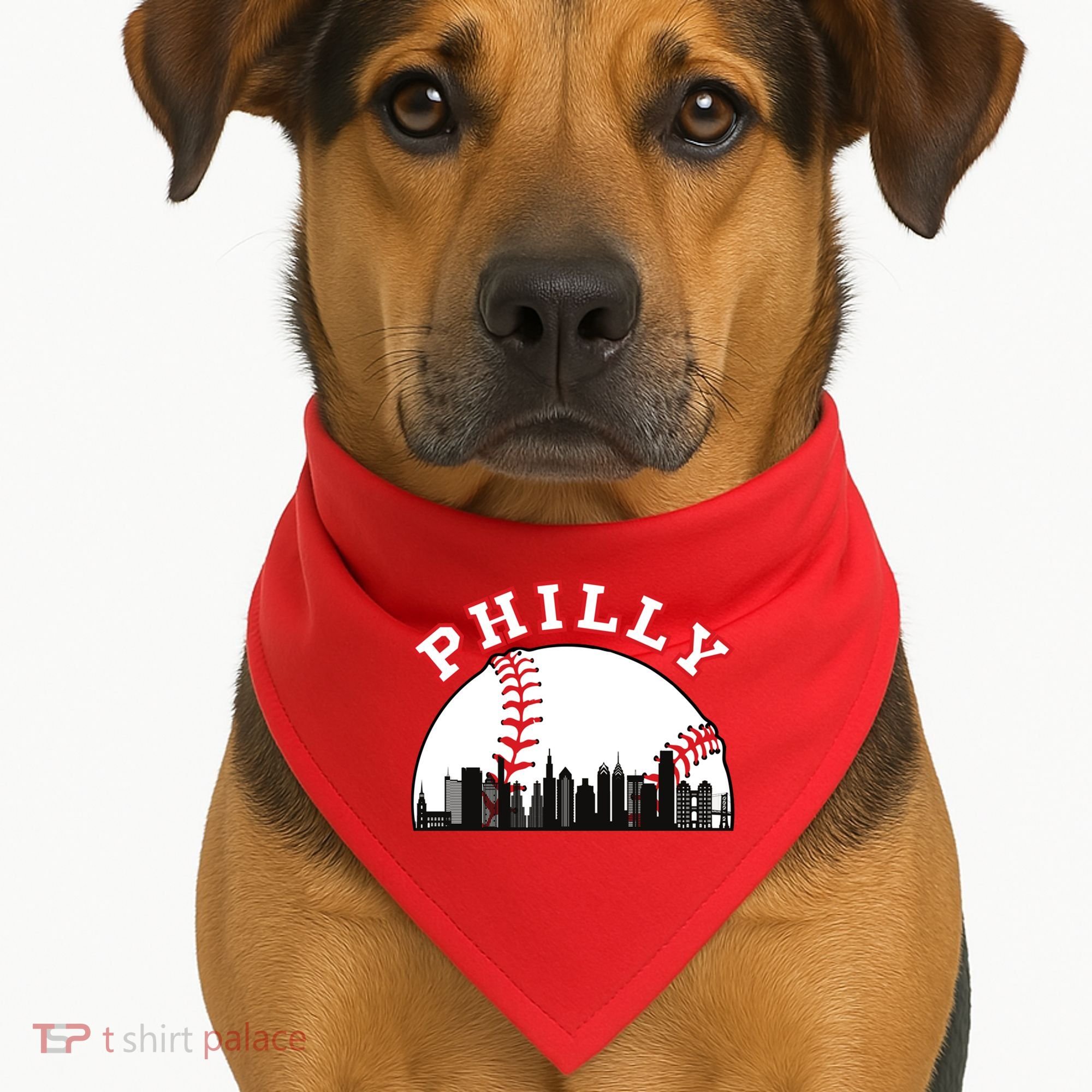 Philly Baseball Shirt Philadelphia Baseball PA Cityscape Skyline USA-Made Doggie Bandana