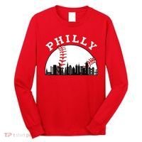 Philly Baseball Shirt Philadelphia Baseball PA Cityscape Skyline Long Sleeve Shirt thumb 0