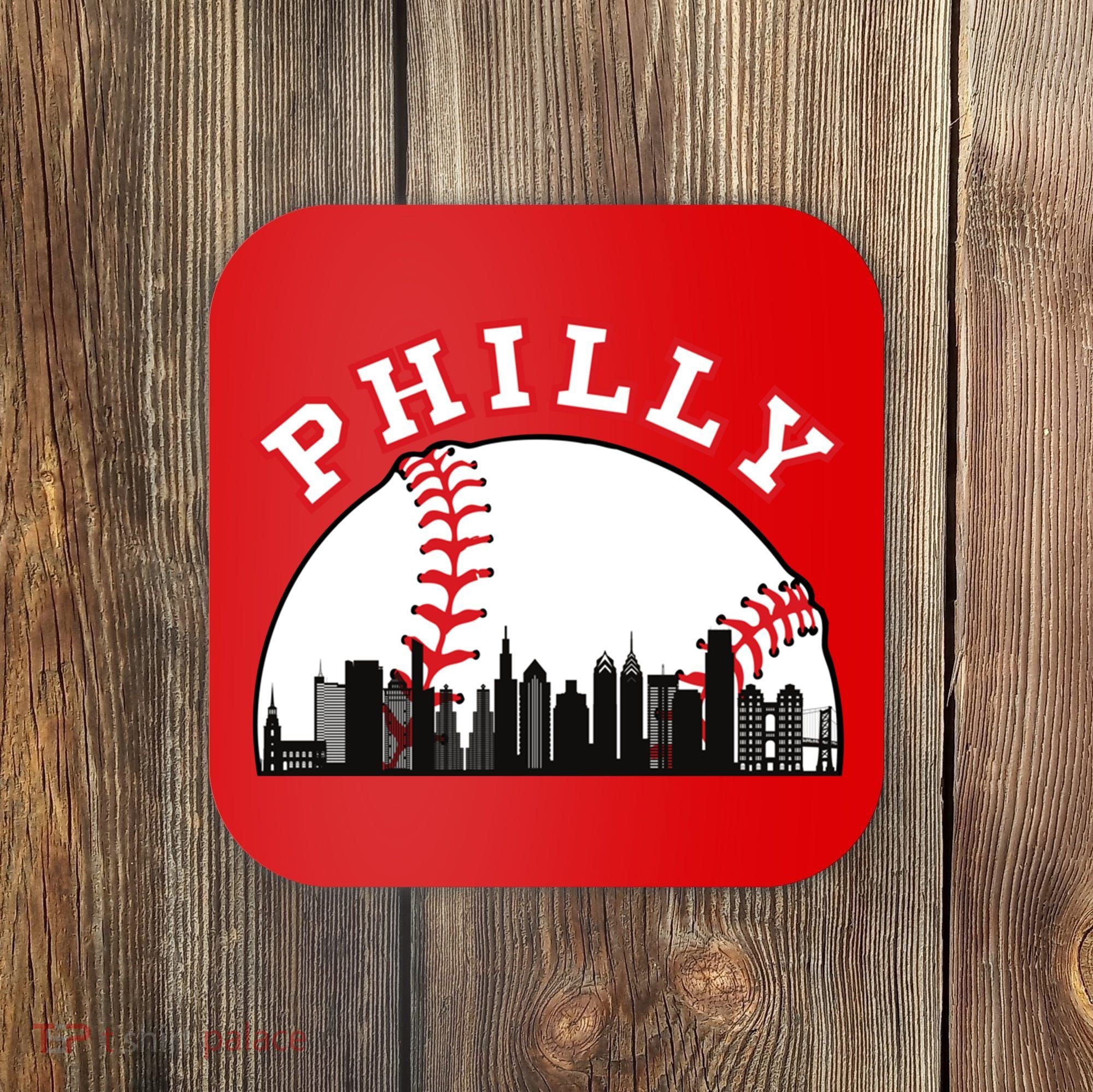 Philly Baseball Shirt Philadelphia Baseball PA Cityscape Skyline Coaster