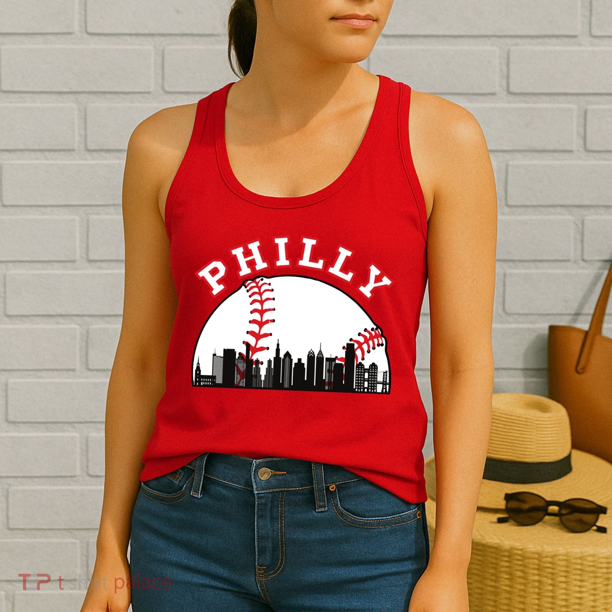Philly Baseball Shirt Philadelphia Baseball PA Cityscape Skyline Women's Tank Top