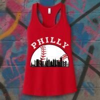 Philly Baseball Shirt Philadelphia Baseball PA Cityscape Skyline Women's Tank Top thumb 3