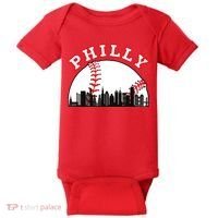 Philly Baseball Shirt Philadelphia Baseball PA Cityscape Skyline Baby Bodysuit thumb 0