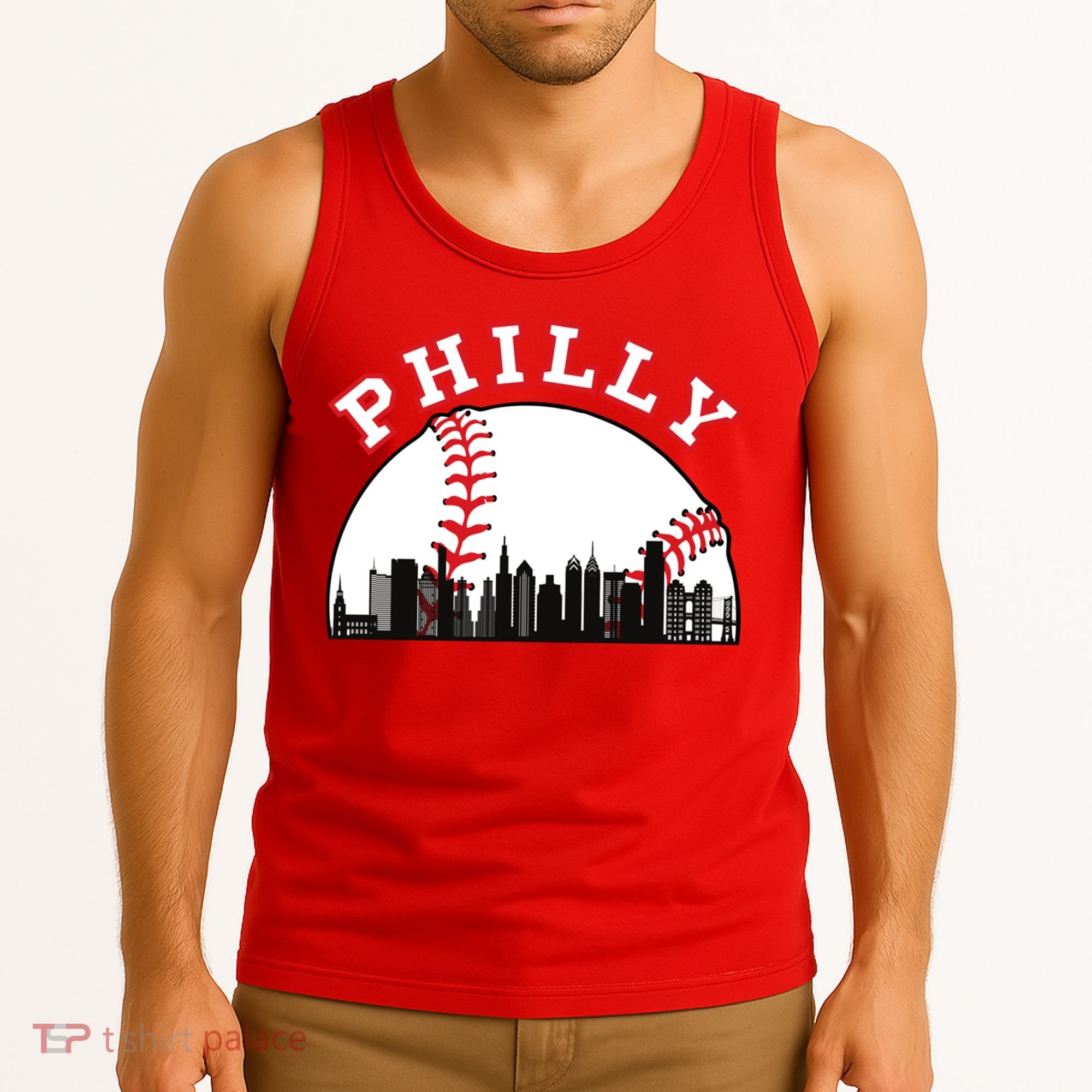 Philly Baseball Shirt Philadelphia Baseball PA Cityscape Skyline Tank Top