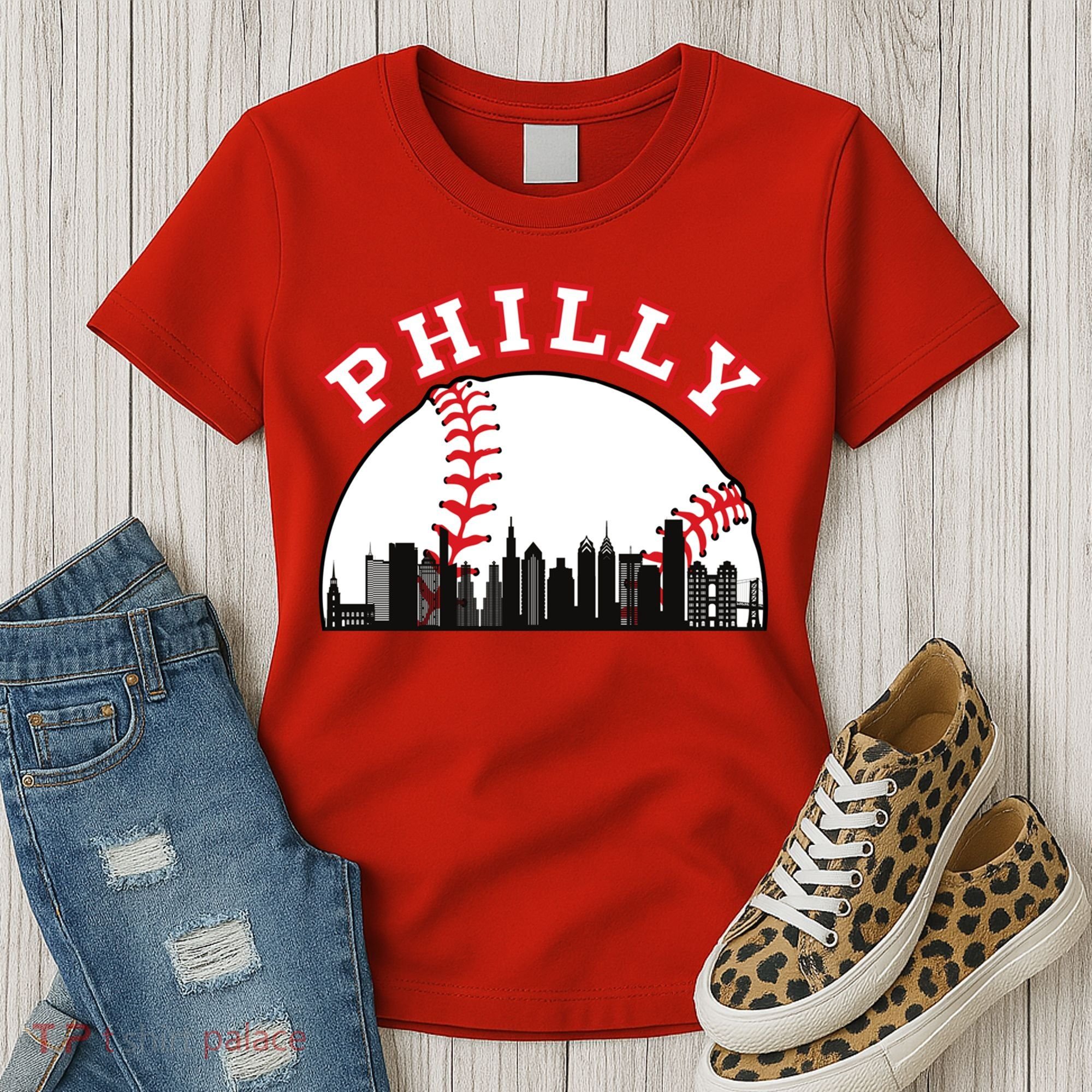 Philly Baseball Shirt Philadelphia Baseball PA Cityscape Skyline Women's T-Shirt