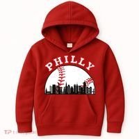 Philly Baseball Shirt Philadelphia Baseball PA Cityscape Skyline Kids Hoodie thumb 0
