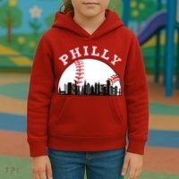 Philly Baseball Shirt Philadelphia Baseball PA Cityscape Skyline Kids Hoodie thumb 3