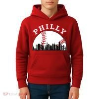 Philly Baseball Shirt Philadelphia Baseball PA Cityscape Skyline Kids Hoodie thumb 4