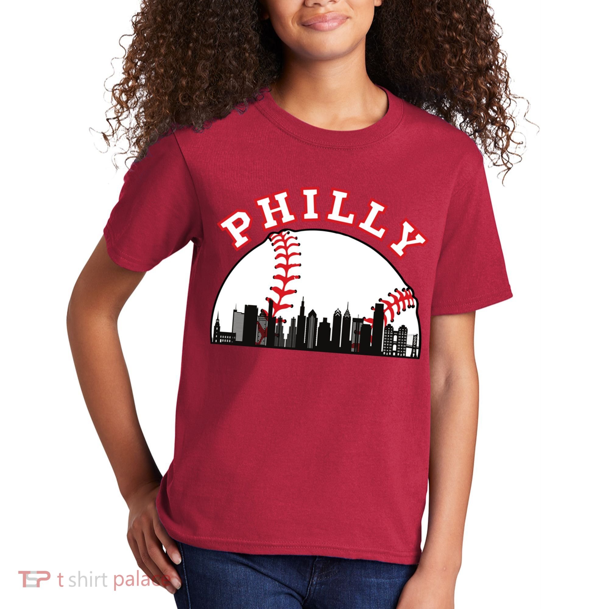 Philly Baseball Shirt Philadelphia Baseball PA Cityscape Skyline Kids T-Shirt