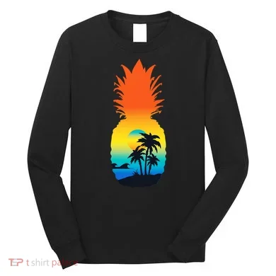 Pineapple Summer Sunset Beach Long Sleeve Shirt