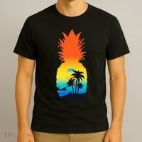Pineapple Summer Sunset Beach T-Shirt thumb 3