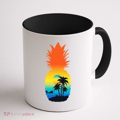 Pineapple Summer Sunset Beach Coffee Mug back
