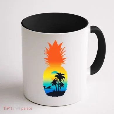 Pineapple Summer Sunset Beach Coffee Mug back
