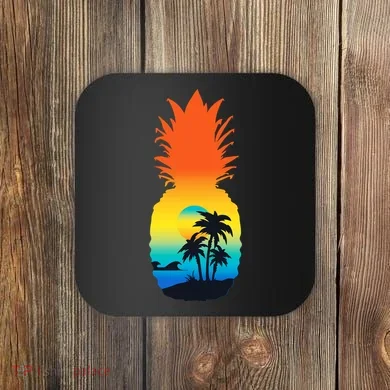 Pineapple Summer Sunset Beach Coaster