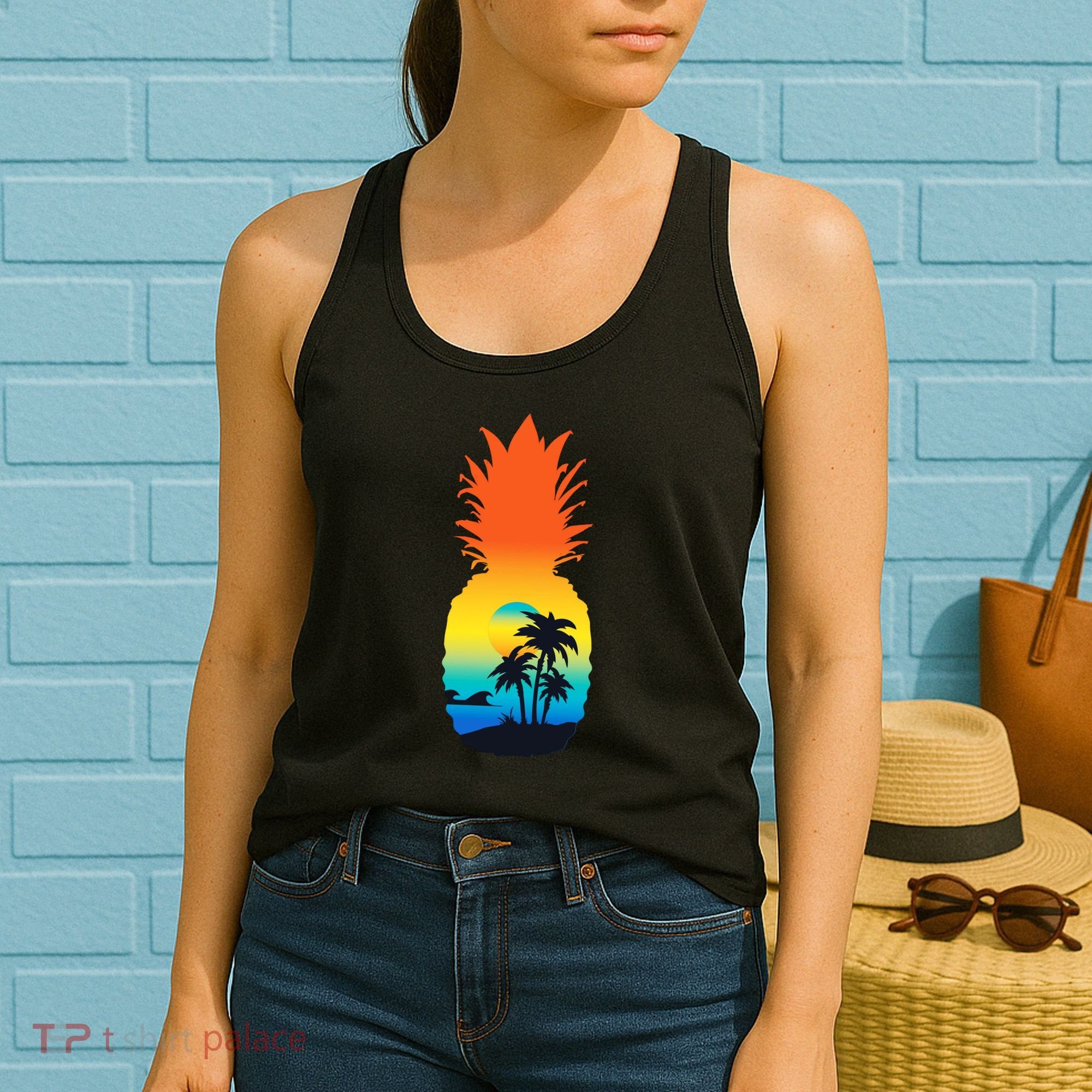 Pineapple Summer Sunset Beach Women's Tank Top