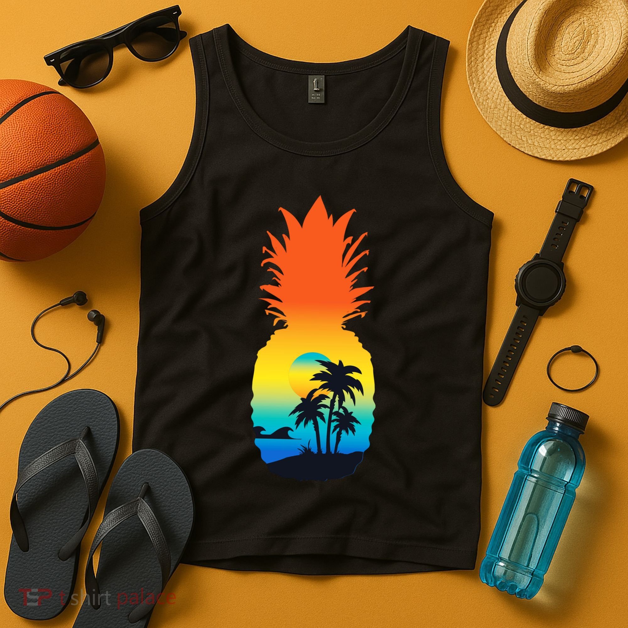Pineapple Summer Sunset Beach Tank Top
