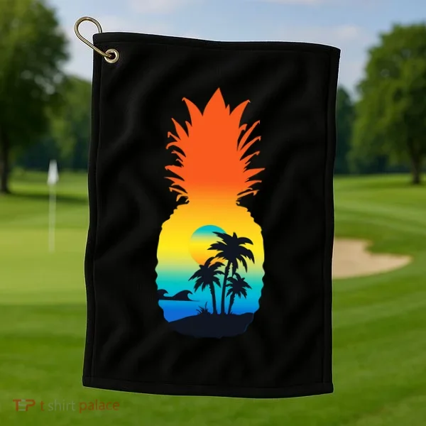 Pineapple Summer Sunset Beach Golf Towel