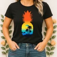 Pineapple Summer Sunset Beach Women's T-Shirt thumb 2