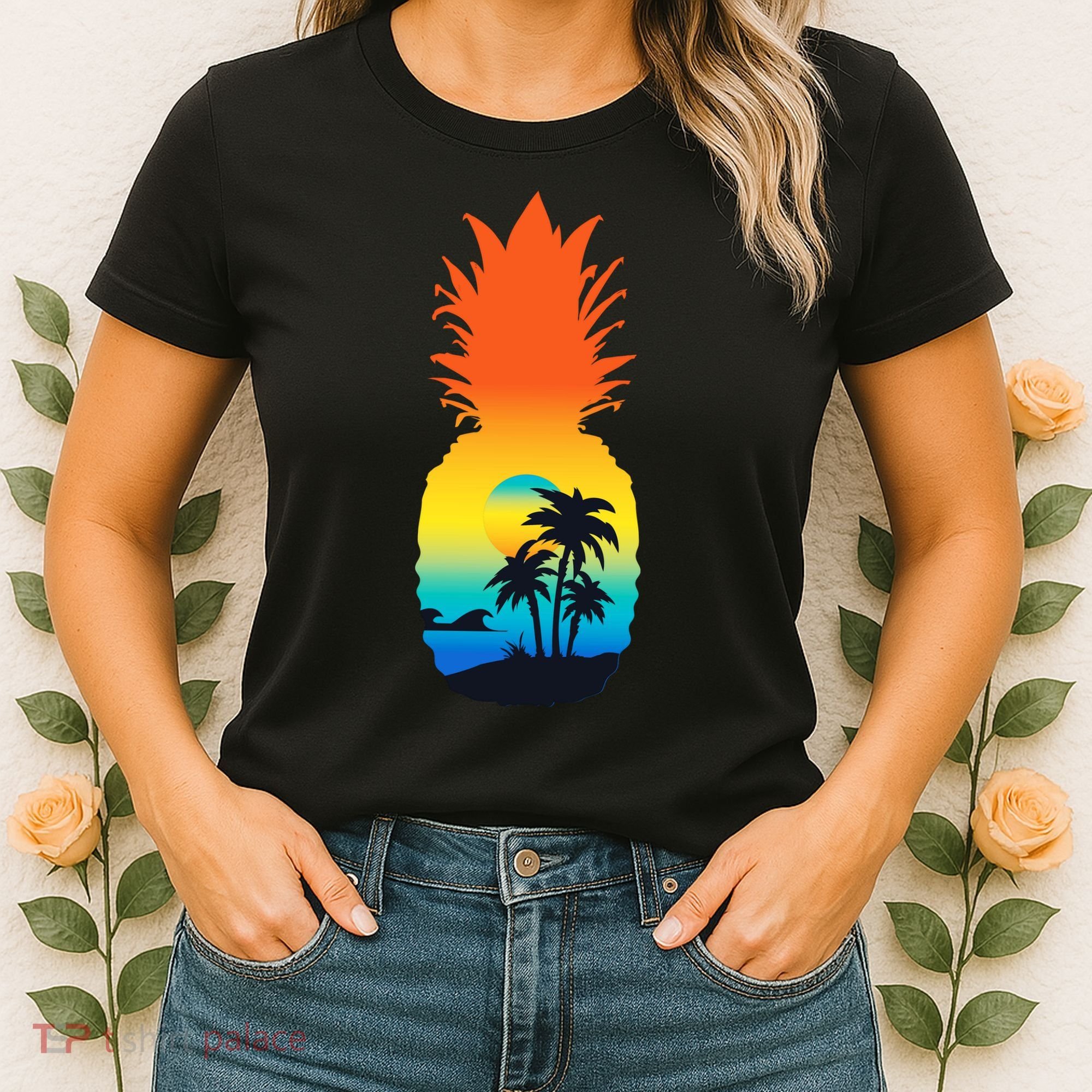 Pineapple Summer Sunset Beach Women's T-Shirt