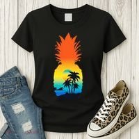 Pineapple Summer Sunset Beach Women's T-Shirt thumb 3