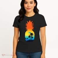 Pineapple Summer Sunset Beach Women's T-Shirt thumb 4