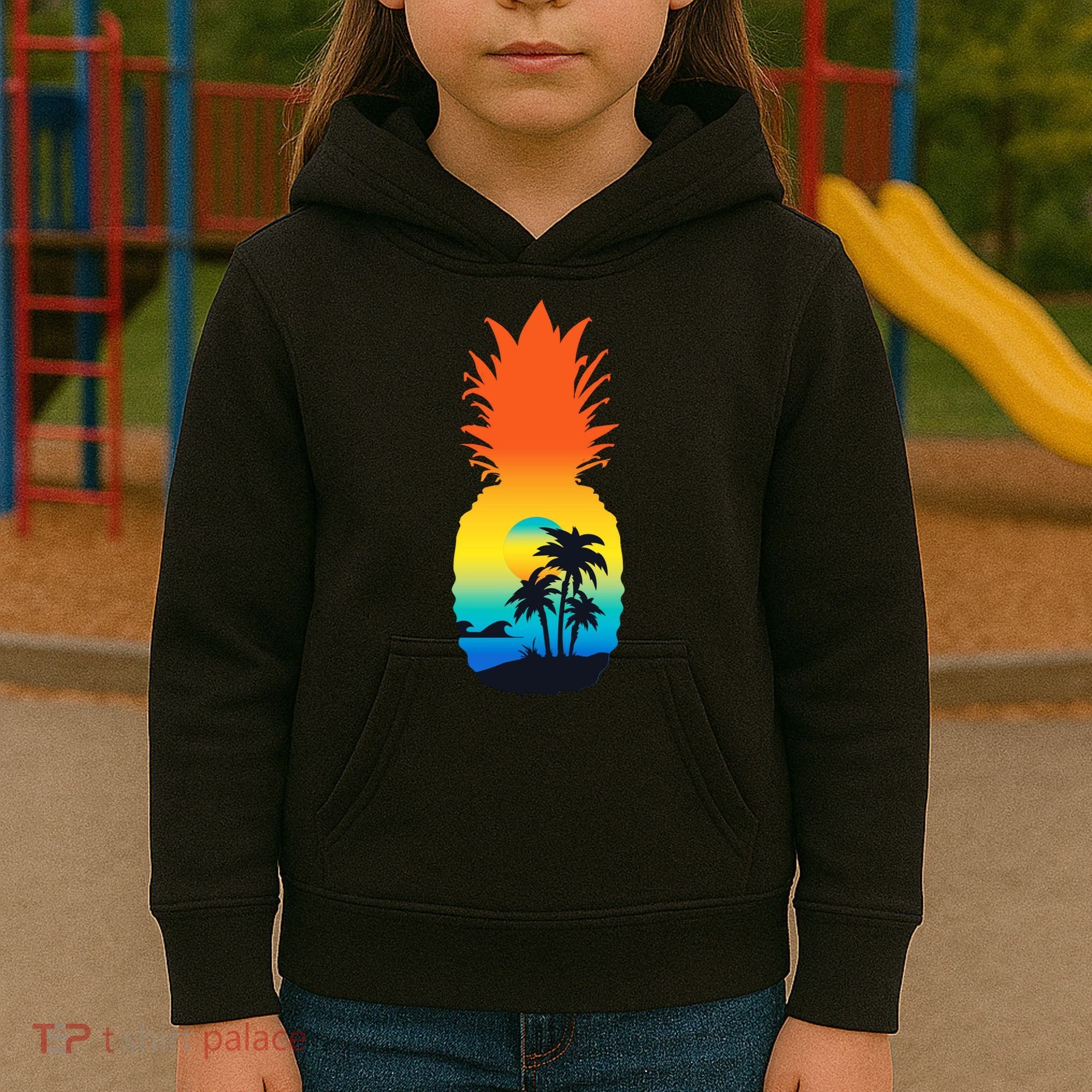 Pineapple Summer Sunset Beach Kids Hoodie