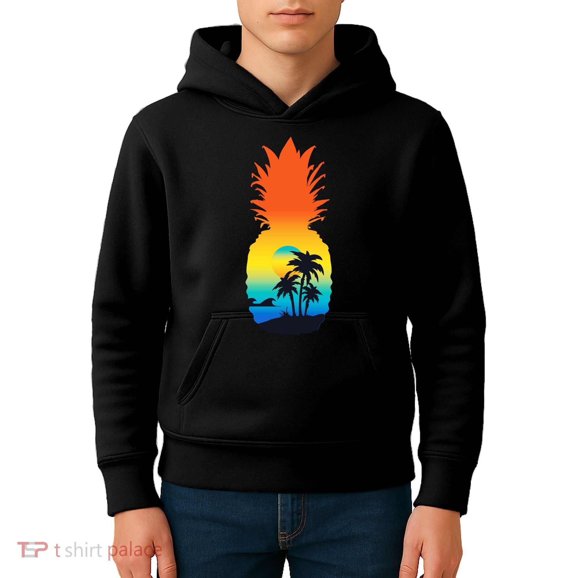 Pineapple Summer Sunset Beach Kids Hoodie