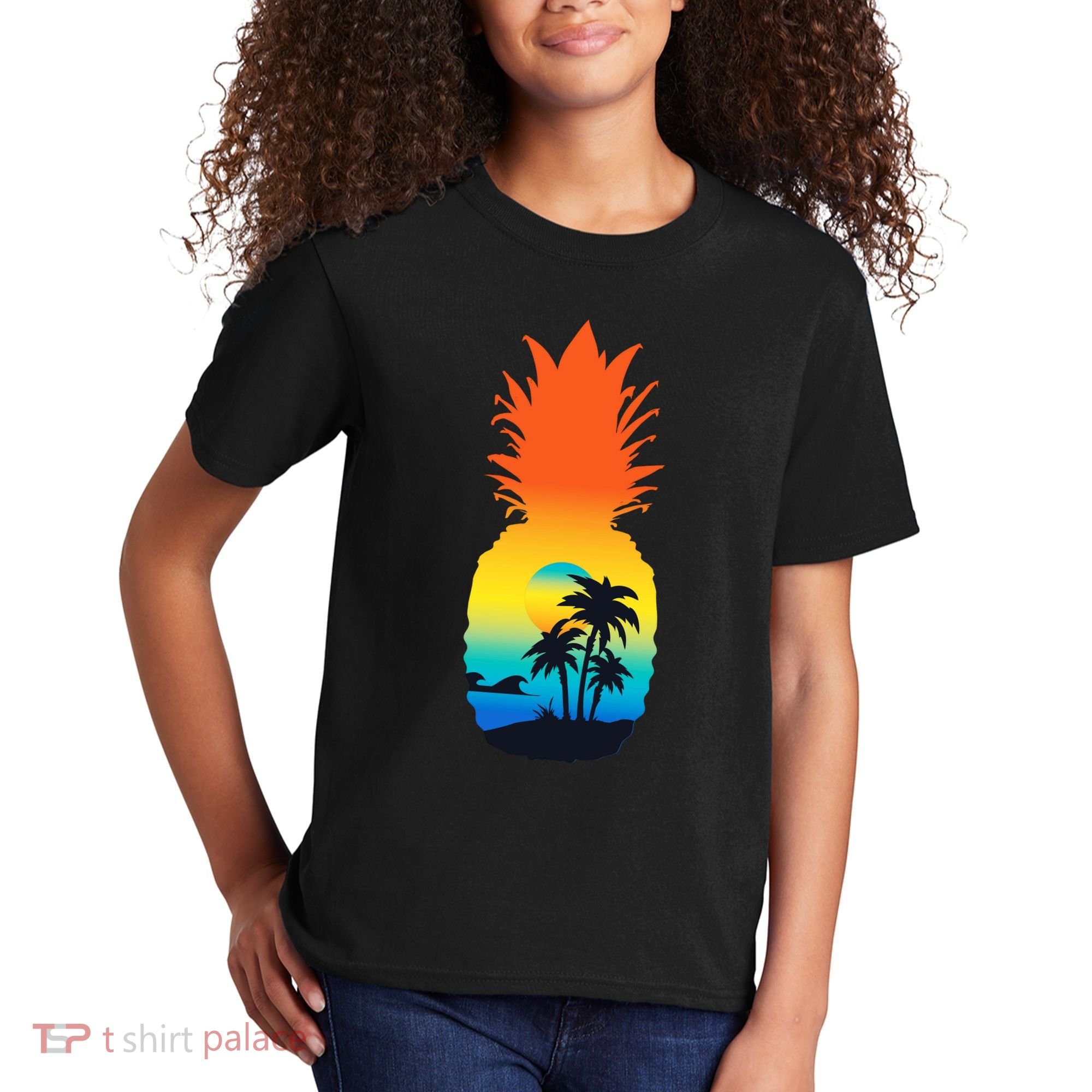 Pineapple Summer Sunset Beach Kids T-Shirt