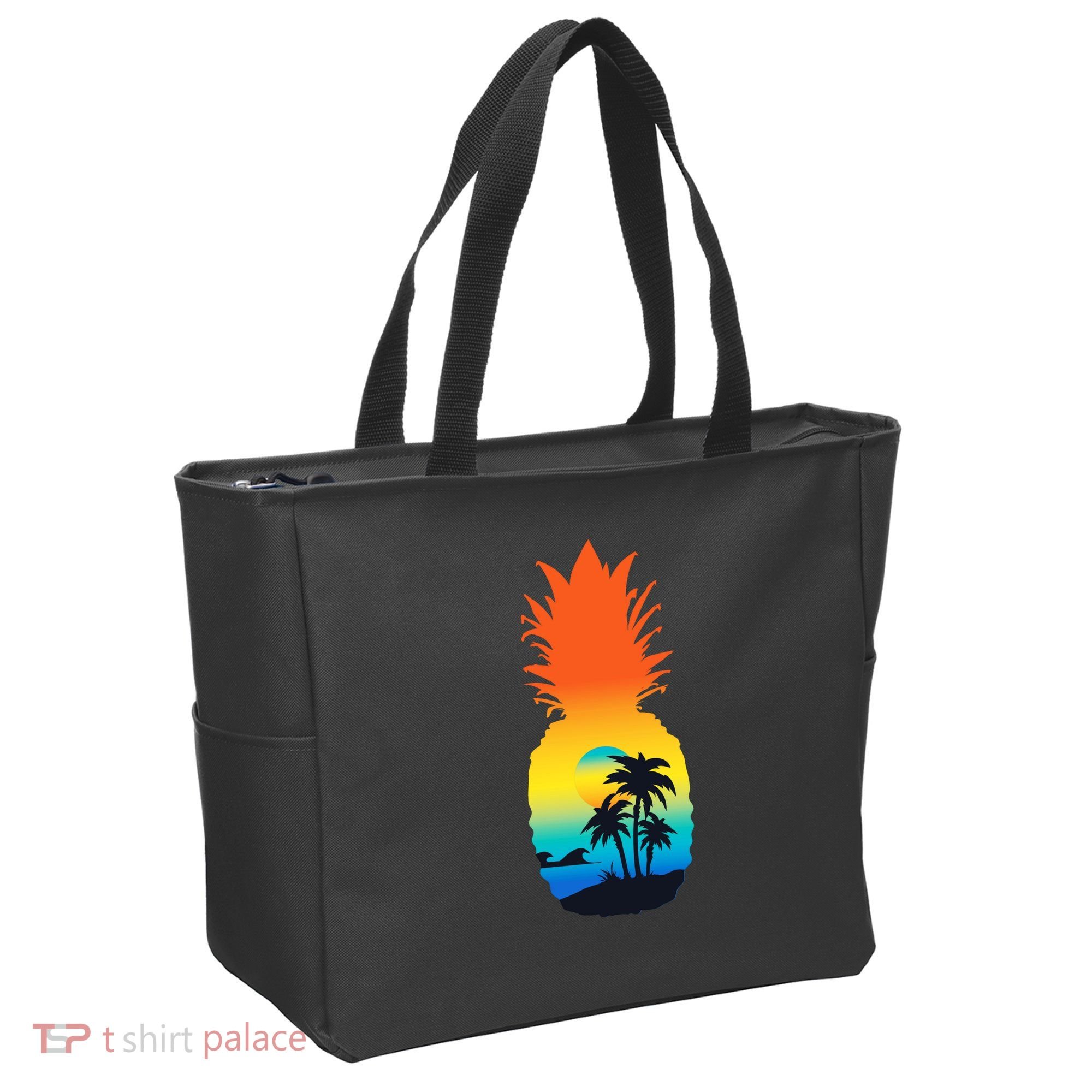 Pineapple Summer Sunset Beach Tote Bag