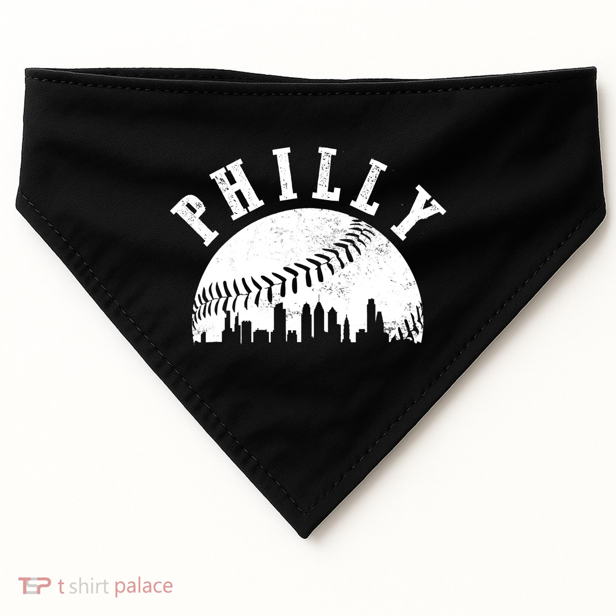 Philly Baseball Sports Skyline Illustration Cityscape USA-Made Doggie Bandana