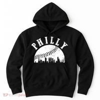 Philly Baseball Sports Skyline Illustration Cityscape Hoodie thumb 0