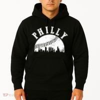 Philly Baseball Sports Skyline Illustration Cityscape Hoodie thumb 2