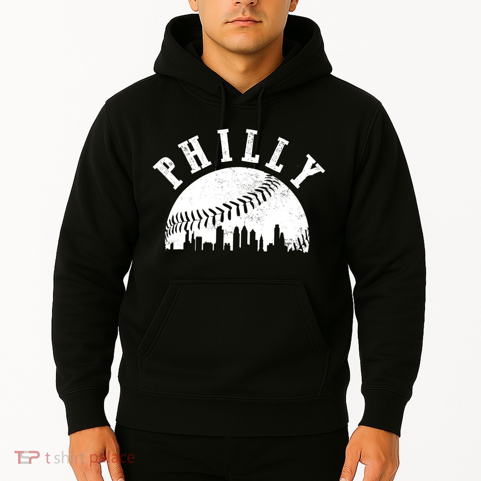 Philly Baseball Sports Skyline Illustration Cityscape Hoodie
