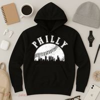 Philly Baseball Sports Skyline Illustration Cityscape Hoodie thumb 3