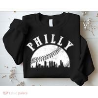 Philly Baseball Sports Skyline Illustration Cityscape Sweatshirt thumb 2
