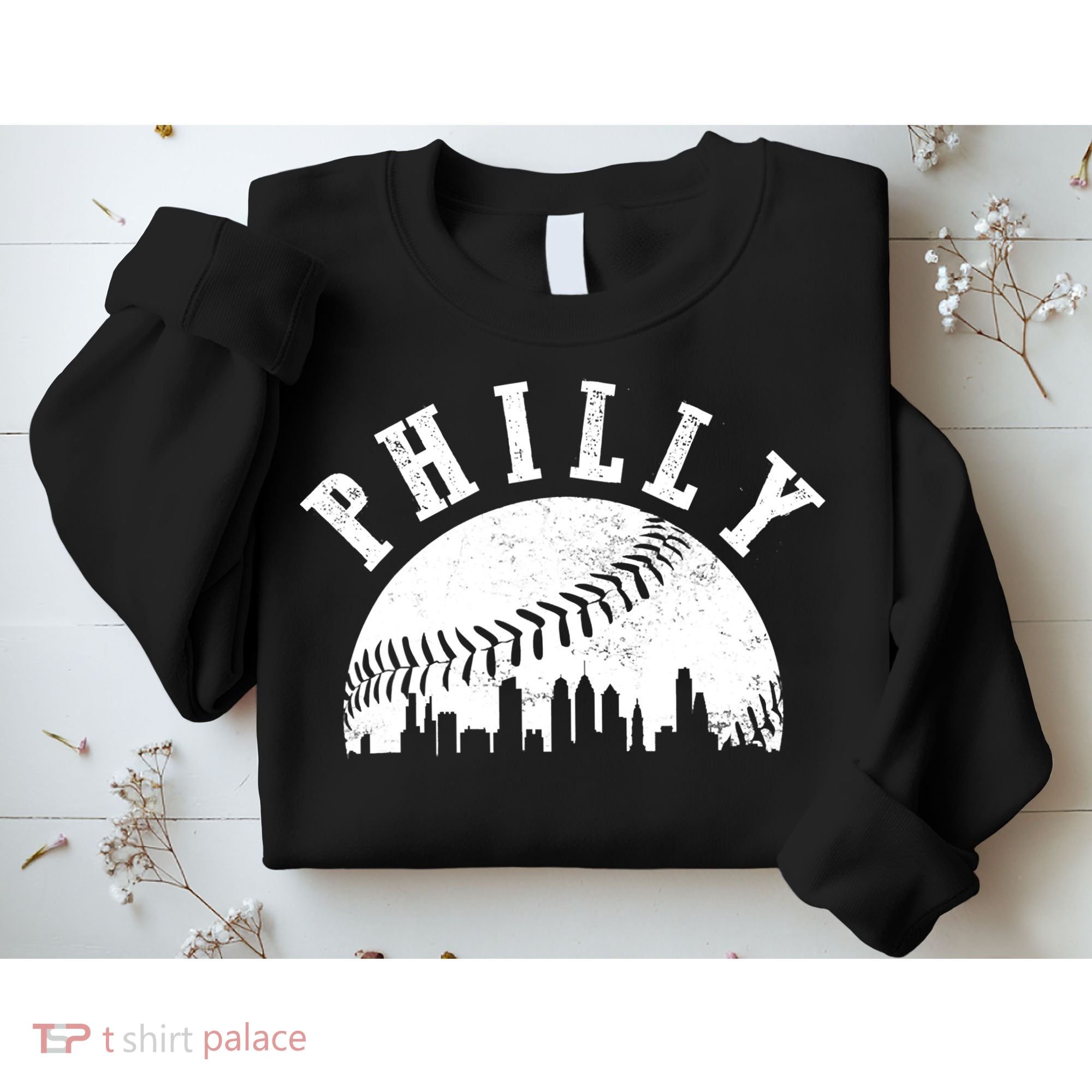 Philly Baseball Sports Skyline Illustration Cityscape Sweatshirt