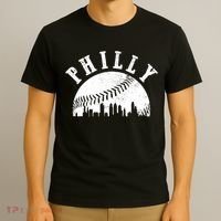 Philly Baseball Sports Skyline Illustration Cityscape T-Shirt thumb 3