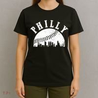 Philly Baseball Sports Skyline Illustration Cityscape T-Shirt thumb 4