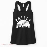 Philly Baseball Sports Skyline Illustration Cityscape Women's Tank Top thumb 0
