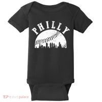 Philly Baseball Sports Skyline Illustration Cityscape Baby Bodysuit thumb 0