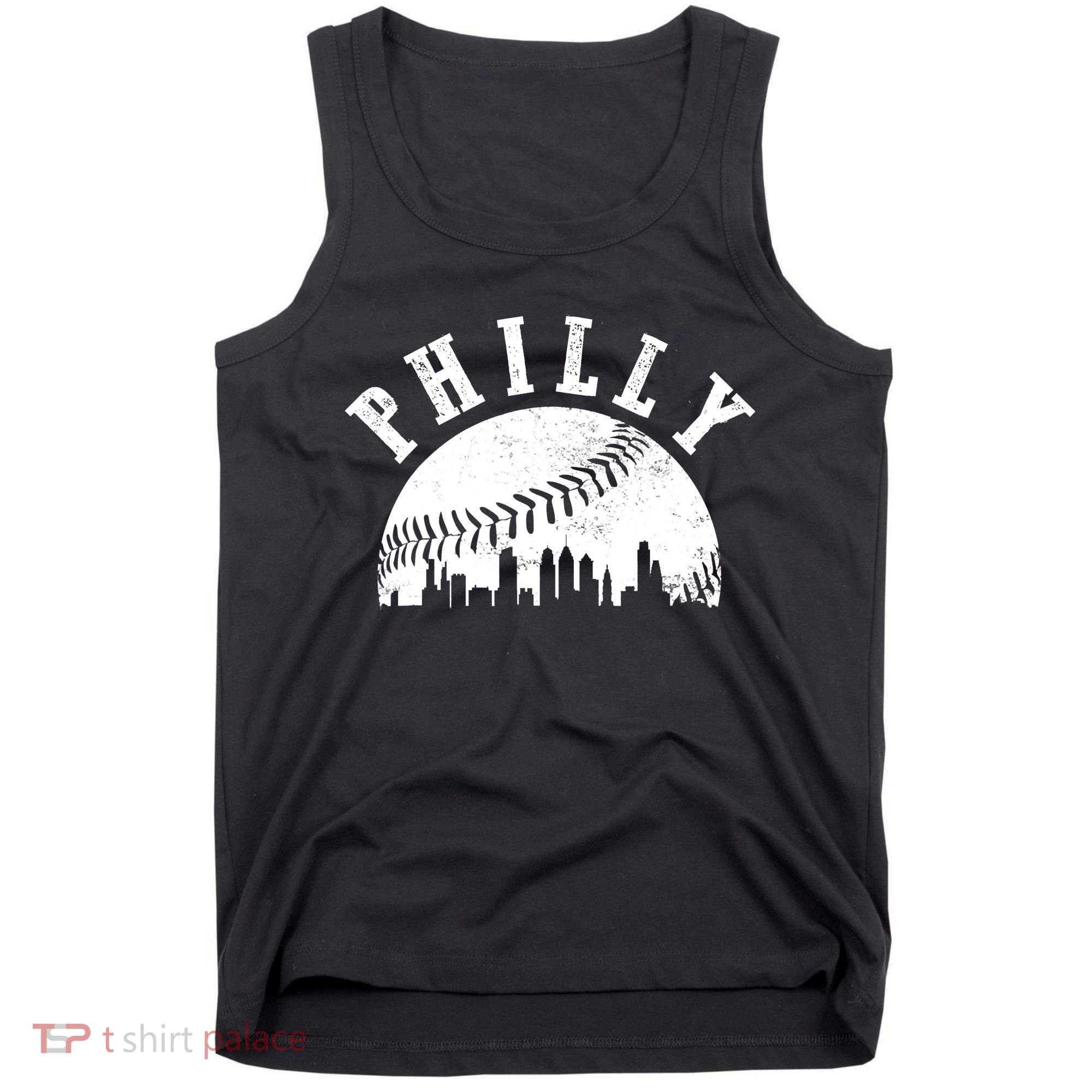 Philly Baseball Sports Skyline Illustration Cityscape Tank Top