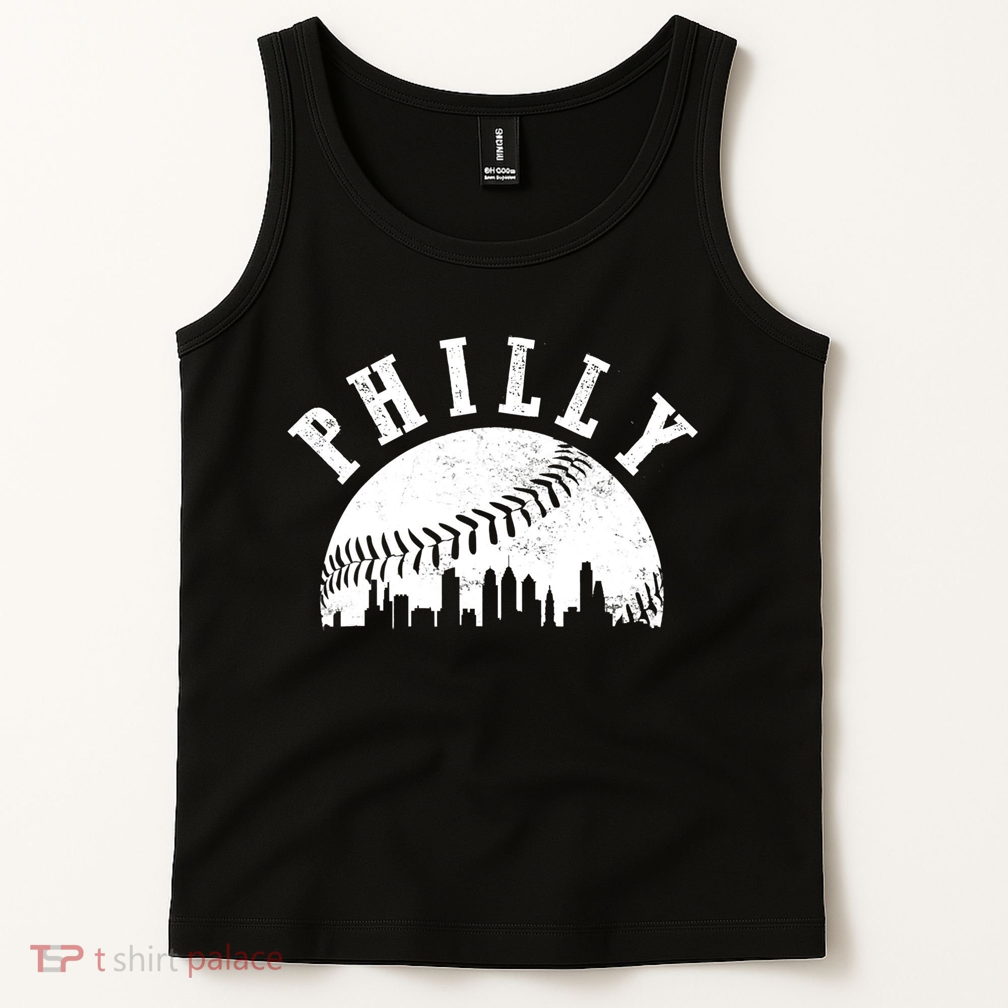 Philly Baseball Sports Skyline Illustration Cityscape Tank Top