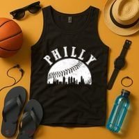 Philly Baseball Sports Skyline Illustration Cityscape Tank Top thumb 4