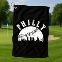 Philly Baseball Sports Skyline Illustration Cityscape Golf Towel thumb 1