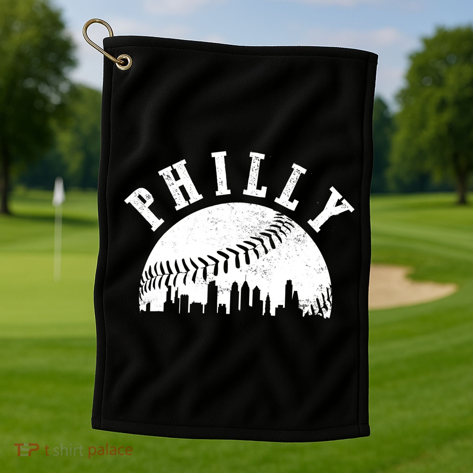 Philly Baseball Sports Skyline Illustration Cityscape Golf Towel