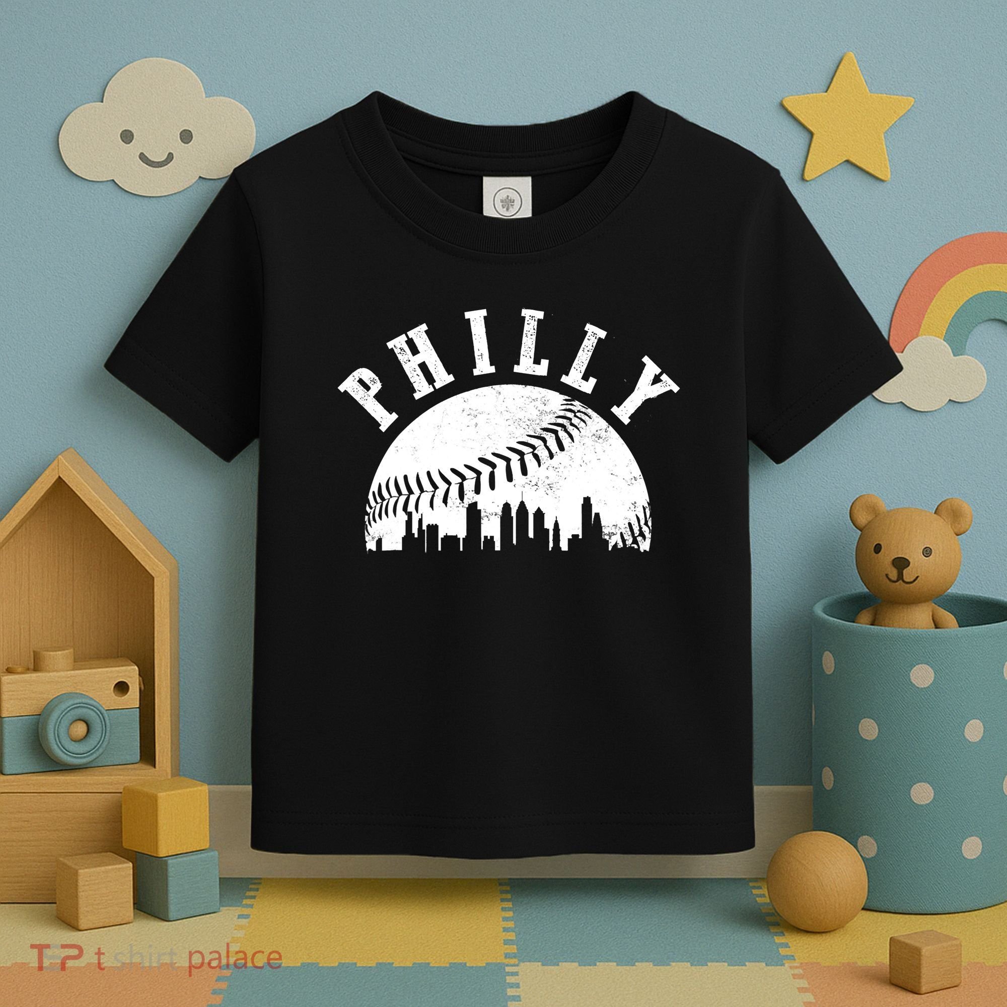 Philly Baseball Sports Skyline Illustration Cityscape Toddler T-Shirt