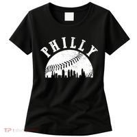 Philly Baseball Sports Skyline Illustration Cityscape Women's T-Shirt thumb 0