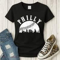 Philly Baseball Sports Skyline Illustration Cityscape Women's T-Shirt thumb 3