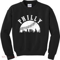 Philly Baseball Sports Skyline Illustration Cityscape Kids Sweatshirt thumb 0