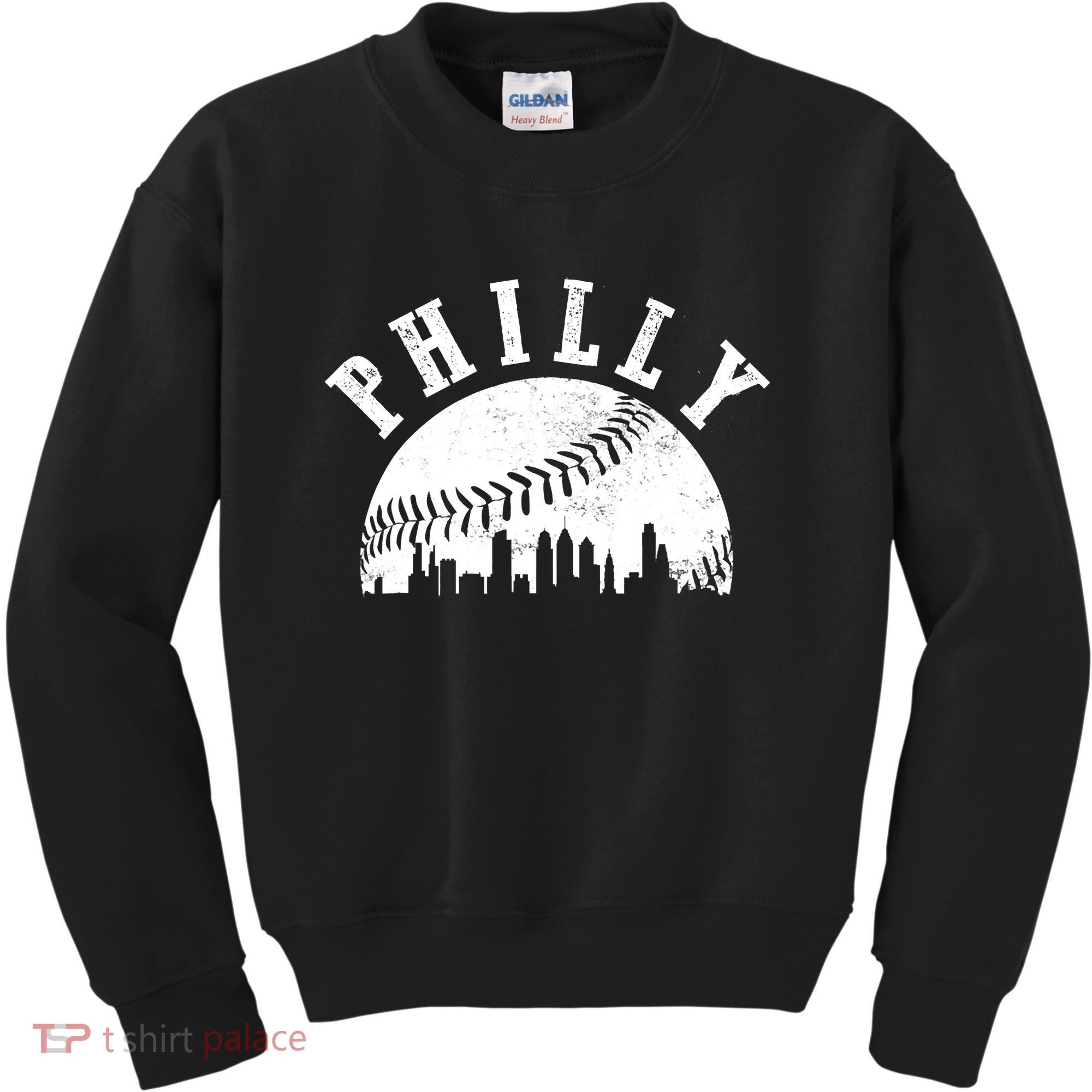 Philly Baseball Sports Skyline Illustration Cityscape Kids Sweatshirt